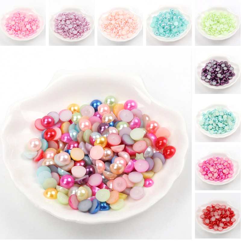 Half Round Acrylic Imitation Flatback Pearl Beads for Jewelry Making Diy Nail Art Phone Decor 3/4/5/6/8/10/12/14mm