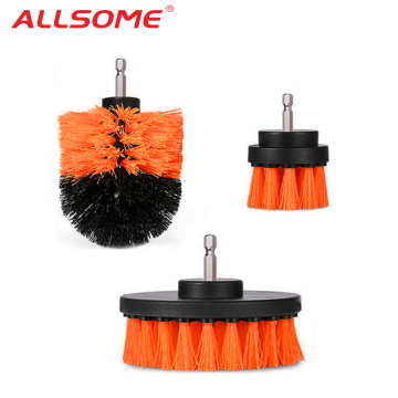 ALLSOME 3pcs 2/3.5/4 Inch Drill Cleaning Brushes Tile Grout Power Scrubber Tub Cleaning Brush Orange Color HT2603+