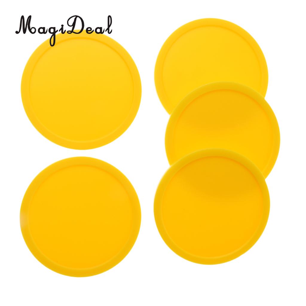 MagiDeal 5 Pieces 82mm Yellow Air Hockey Replacement Pucks for Game Tables, Accessories