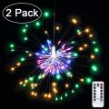 Hanging Starburst Fireworks Lights, 120 LED Fireworks Starburst Dandelion Fairy Lights Battery Operated String Light, 2/ 1 Pack