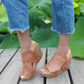 Summer Pumps High Heels Platform Wedge Sandals For Women Wedges 9cm High Heel Fish Mouth Retro Women's Shoes Platform Sandalias