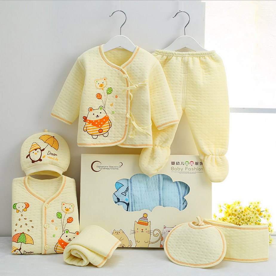 Winter & Autumn Newborn Baby Clothing Set Infant Clothes Suits 7 Pieces For 0-3M Full Month Neonatal Clothing High Quality