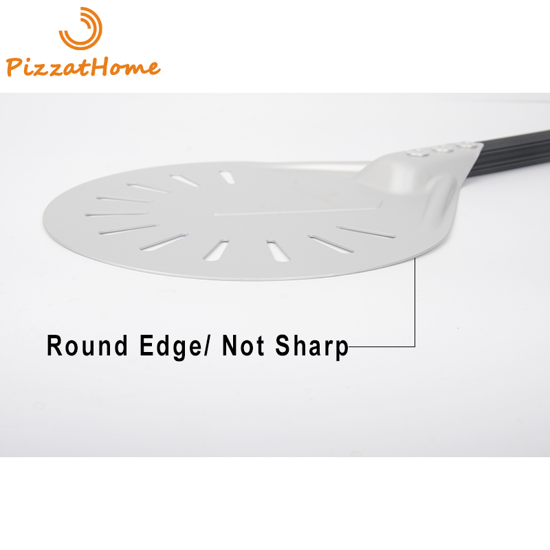 PizzAtHome 8/ 9 Inch Turning Pizza Peel Perforated Pizza Shovel Aluminum Pizza Peel Paddle Short Pizza Tool Non-Slip Handle