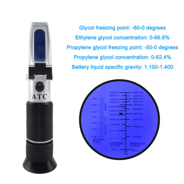 2019 New Handheld 0-66.6 Ethylene Glycol 0-62.4 Propylene Glycol Concentration Refractometer Antifreeze Freezing Point Test Tool
