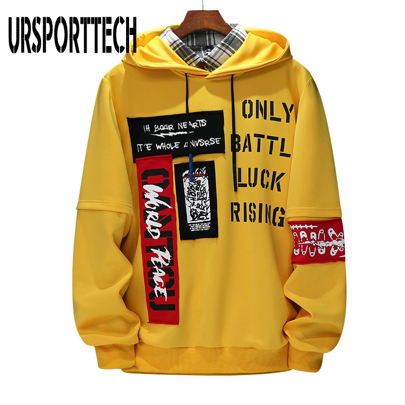 URSPORTTECH Brand New Men Hoodies Sweatshirts Men Letter Print Long Sleeve Hoodie Hip Hop Streetwear Clothing Plus Size M-4XL