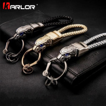 Creative Leopard Head Model Weave Keychains Key Holder Car Key Ring Chain Zinc Alloy Automobile Car Styling Car Accessories Gift