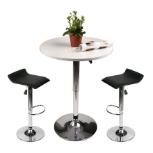3 Piece Pub Stool Bar Table Set Hydraulic Seat Swivel Chairs Round Top Dining US