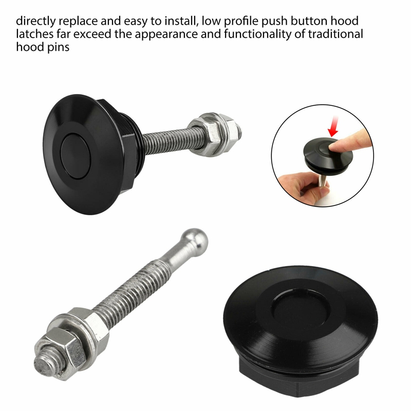 Universal 32mm Push Button Car Hood Pin Engine Bonnet Latch Lock Kit Refitting with Keys Hood Lock Hood Mount Car Accessories