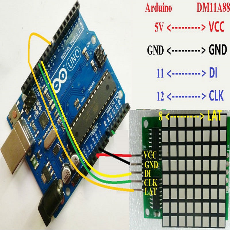 8x8 Square Matrix Red LED Display dot Module74hc595 Drive for Arduino UNO MEGA2560 DUE raspberry pi