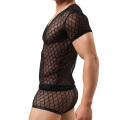 Cool Men Underwear Suit Sexy Mens Undershirt Mesh tshirt Boxer Shorts Bodysuits Man Brand Clothing