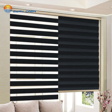 EWAY CASA Customized Faux Linen Blackout Roller Zebra blinds UV Blocking Bedroom Blinds Estores Shutters Home Blinds No.ZB_100
