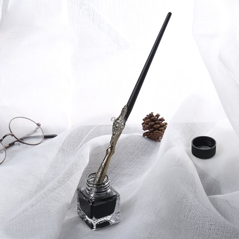 1PC Metal Carved Craft Script Antique Dip Pen Oblique Calligraphy Pen Holder Luxury, high-end, European style