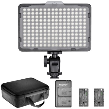 Neewer Dimmable 176 LED Video Light Lighting Kit: 176 LED Panel 3200-5600K+2 Pcs Rechargeable Li-ion Battery+USB Charger+Case