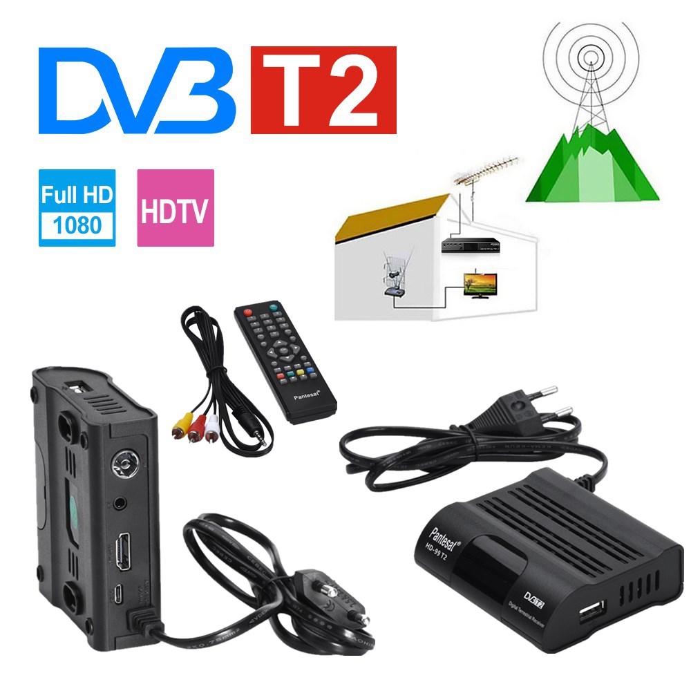 Pantesat HD99 FTA HEVC 265 DVB T2 Digital TV Tuner H.265 TV Receptor Full HD DVBT2 Set-top Box Wifi Receiver DVB-T Youtube