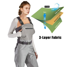 Breathable Anglers Waders, Waterproof Stockingfoot Chest Waders with Zippered Pockets, Lightweight Fly Fishing Waders for Women