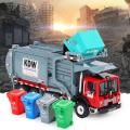 Alloy Materials Handling Truck Garbage Cleaning Vehicle Model 1:24 Garbage Truck Sanitation Trucks Clean Car Toy Car Kid Gift