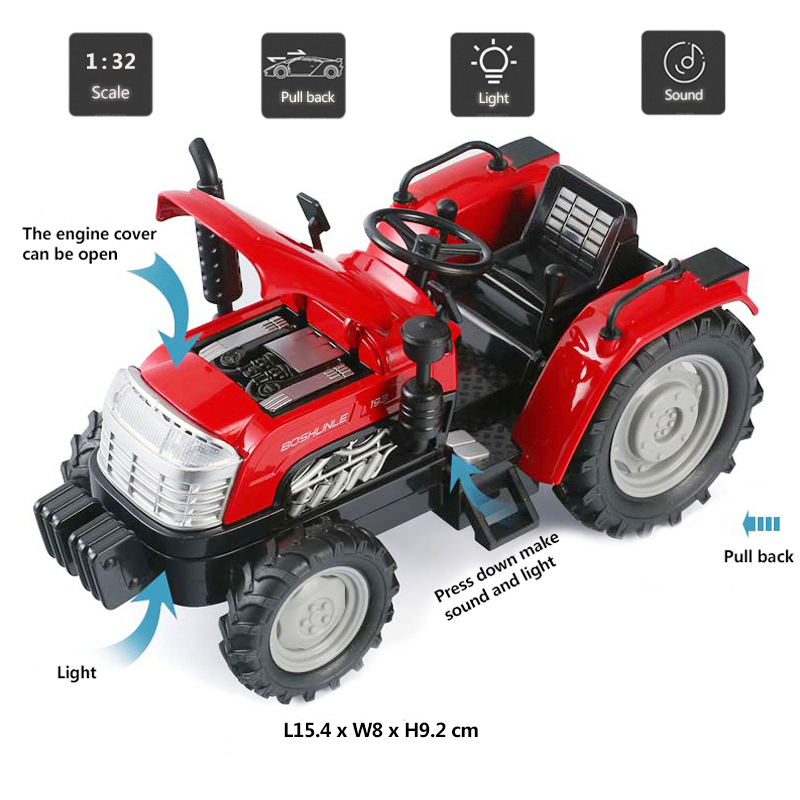 HOMMAT 1:32 Scale Farm Tractor Truck Vehicle Model Car Metal Alloy Diecast Toy Car Model Gift Kids Toys For Children Boys Red