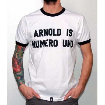 ARNOLD IS NUMERO UNO T-Shirt Men Casual White with black edge tees Fashion Clothing tshirt summer style outfits