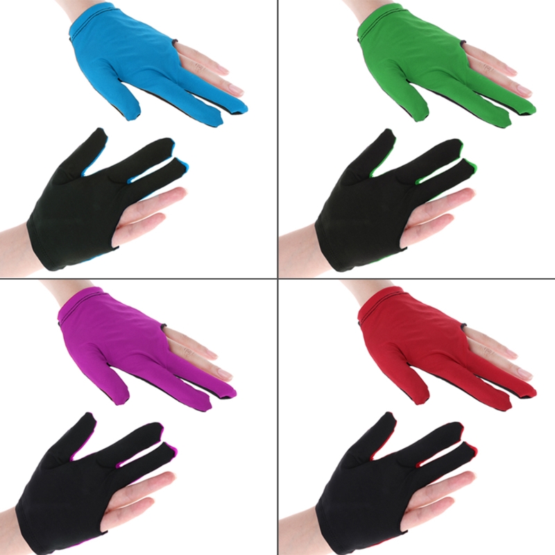 OOTDTY Lycra Fabric Snooker Billiard Cue Glove Pool Left Hand Three Finger Accessories Billiard Gloves