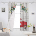 Spring Red Trolley Flower Wood Grain Printed Window Curtains Living Room Bedroom Children Room Modern Home Decor