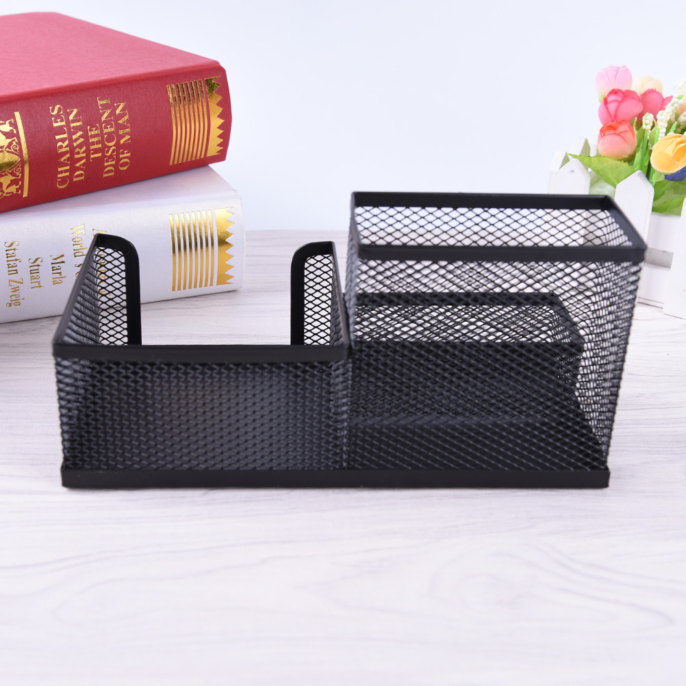 1 Pcs Pen Holders Affordable Students Office Desk 3 Compartments Metal Pen Container Black School Stationery Desk Organizer