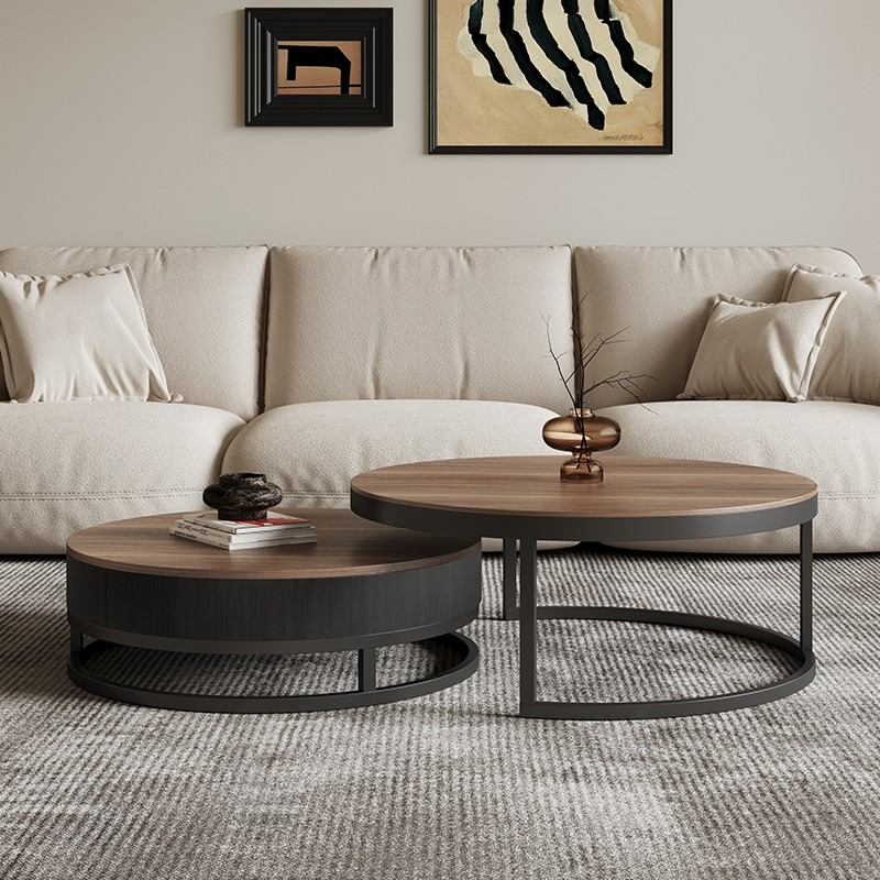 round wood coffee table set