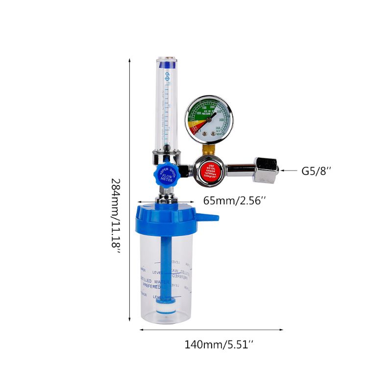 Oxygen Pressure Regulator Inhalator Pressure Gauge Pressure Reducing Valve G5/8\" Flow Meter Absorber Buoy Type Inhalator