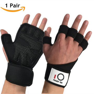 Fitness Gloves Men Weight Lifting Gloves Half Finger Belt Gym Sports Riding Heavyweight Body Building Wrist Protection 1 Pair