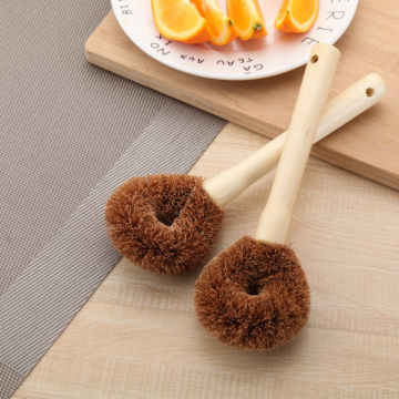 Natural Coconut Brown Non-stick Oil Long Handle Pot Brush Dishwashing Oil Cleaning Brush Can Hang Type Brush Home Clean Tool
