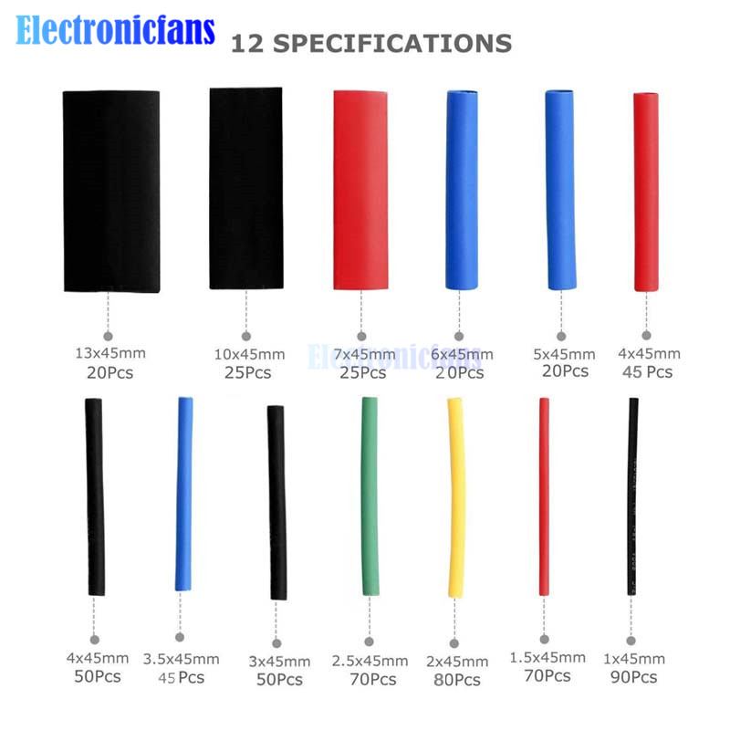 560PCS Heat Shrink Tubing 2:1 Electrical Wire Cable Wrap Assortment Electric Insulation Heat Shrink Tube Kit with Box