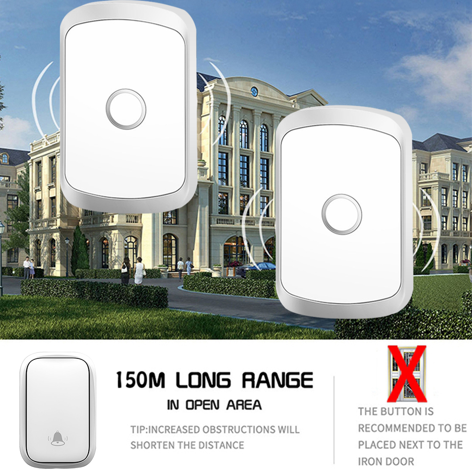 WEMEDA Smart Self-powered Wireless Doorbell with No Battery Waterproof Chime 150M Remote Cordless Home Door Bell US EU UK Plug