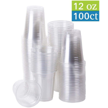 360ml ( 12oz ) - 100 Cups TPE Plastic Coffee Cups Clear, Disposable Cups for Tea,smoothies Sodas and Mixed Drinks