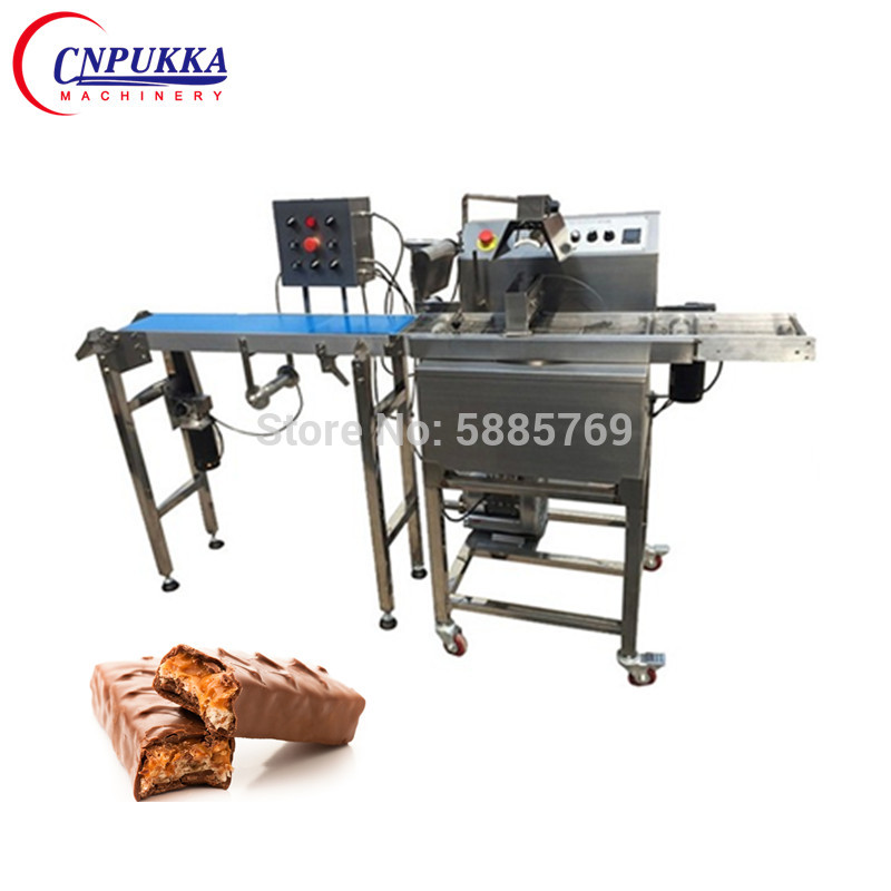 electric 110v/20v chocolate enrobing machine production line chocolate coating machine for nut/ peanut/cake/cookie