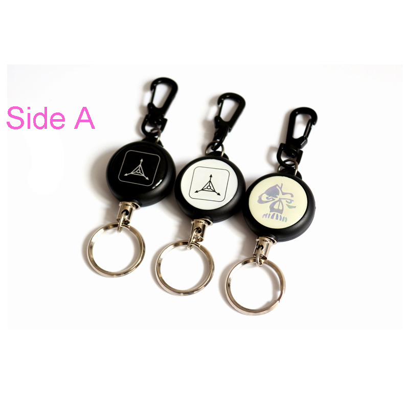 1pcs Fly Fishing Tackle Boxes Retractor Tools Badge Holder Retractable Key Chain Ring Reel Carabiners Clip Steel Wire Cord Pesca