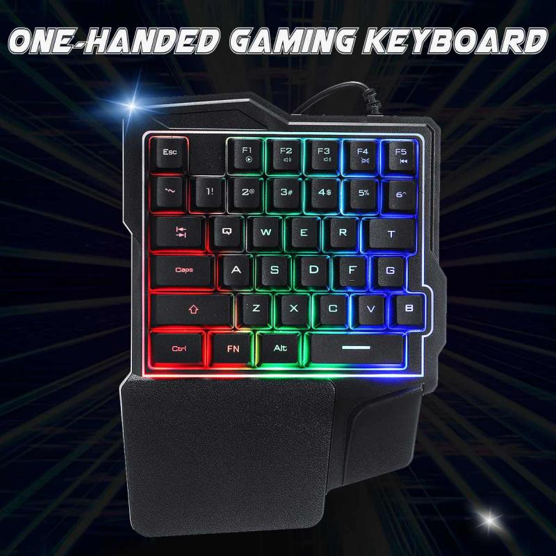 One-handed Gaming Keyboard Mechanical Ergonomic Game Keypad 35Keys LED Backlit Mobile Phone Ergonomic Keyboard