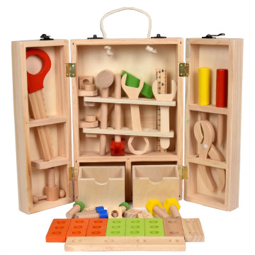 Wooden Tool Toys Pretend Play Toolbox Accessories Set Educational Construction Multifunctional Repair Tool Toys Kids Gifts