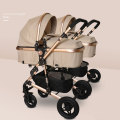 2020 Twin Baby Stroller Can Sit High Landscape luxury Double pram Detachable Boys And Grils Cart With Car Seat
