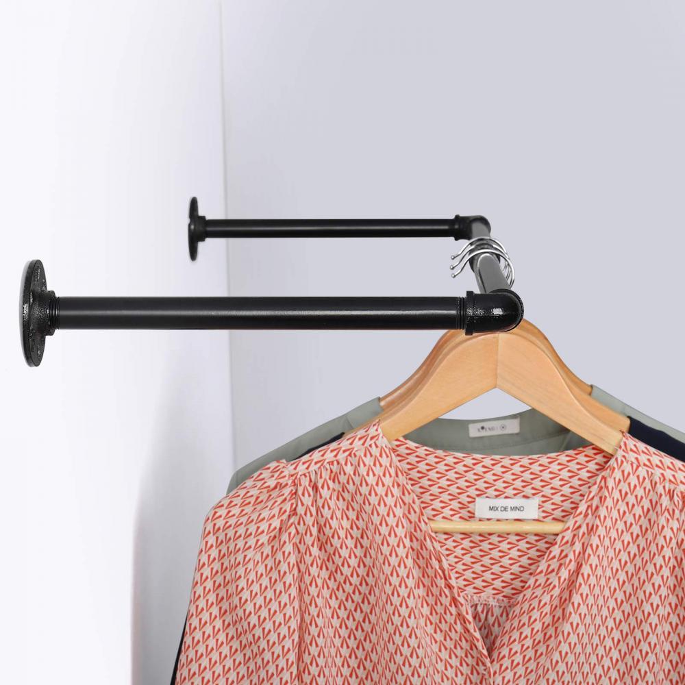 Retro Black Closet Rod Bar for Hanging Clothes