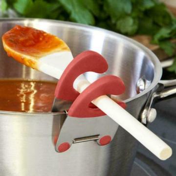 Stainless Steel Pot Clips Anti-scalding Spoon Rests Holder Kitchen Gadgets Rubber Rubber Clips