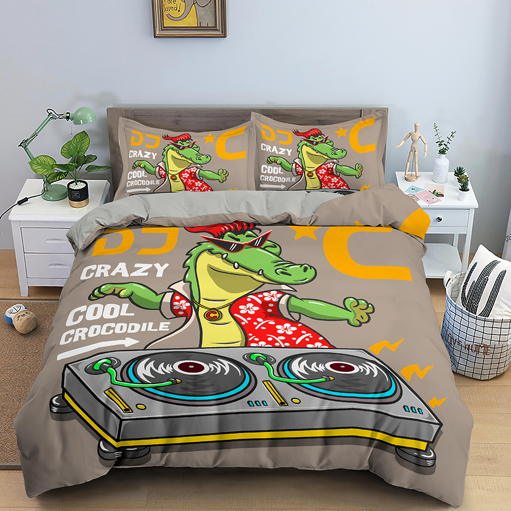 Cartoon Dinosaur Duvet Cover Bedding Twin Kids Boys Girls Bed Set 2/3 Pieces Ancient Animal Comforter Cover Sets