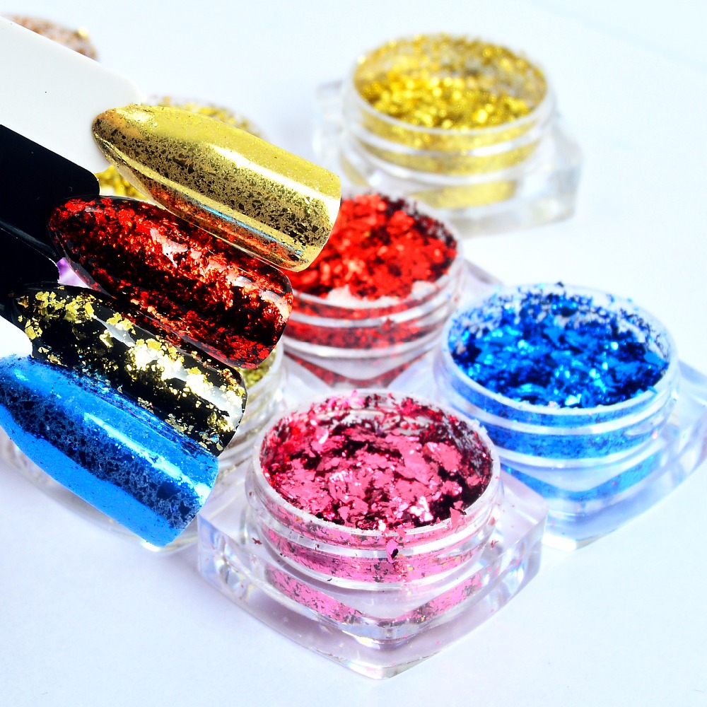 10 Colors Flakes Laser Nail Glitter Mirror Powder Irregular DIY Aluminum Sequins for Nail Tips Nail Art Decorations