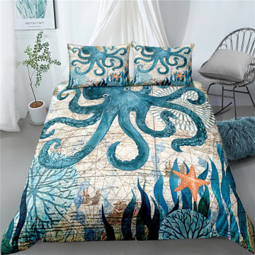 ancient marine octopus duvet cover set king queen double full twin single size bed linen set