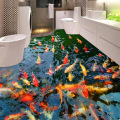 PVC Self Adhesive Waterproof 3D Floor Murals Goldfish Pond Photo Wall Paper Sticker Bathroom Kitchen Home Decor Papel De Parede