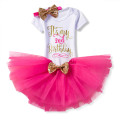 Baby 1st Birthday Party Newborn Little Girls Summer Shirt +Dress Tutu (Tops+Headband+Dress) 3pcs Costume Toddler 6 12 24 Months