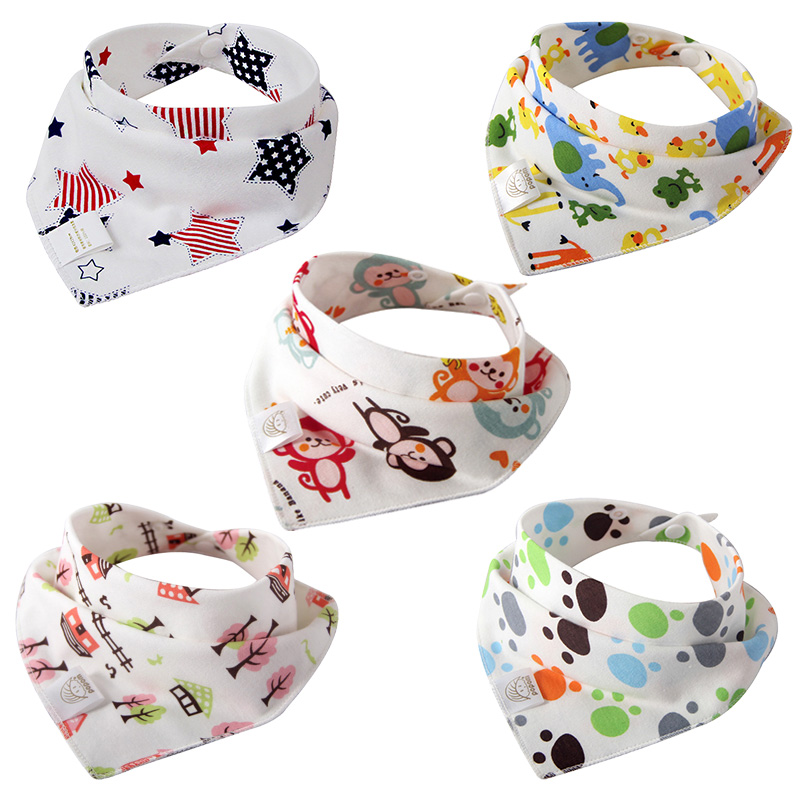 5 PCS/Lot Baby Bibs Bandana Cotton Burp Cloths Newborn Infant Toddler Girl Boy Wipes Bib Scarf Colorful Saliva Fashion Patterns