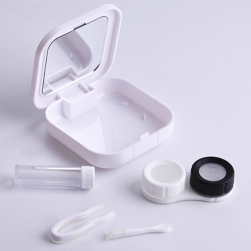 1Pcs Travel Contact Lens Case With Mirror Women Man Unisex Contact Lenses Box Eyes Contact Lens Container Lovely Travel Kit Box