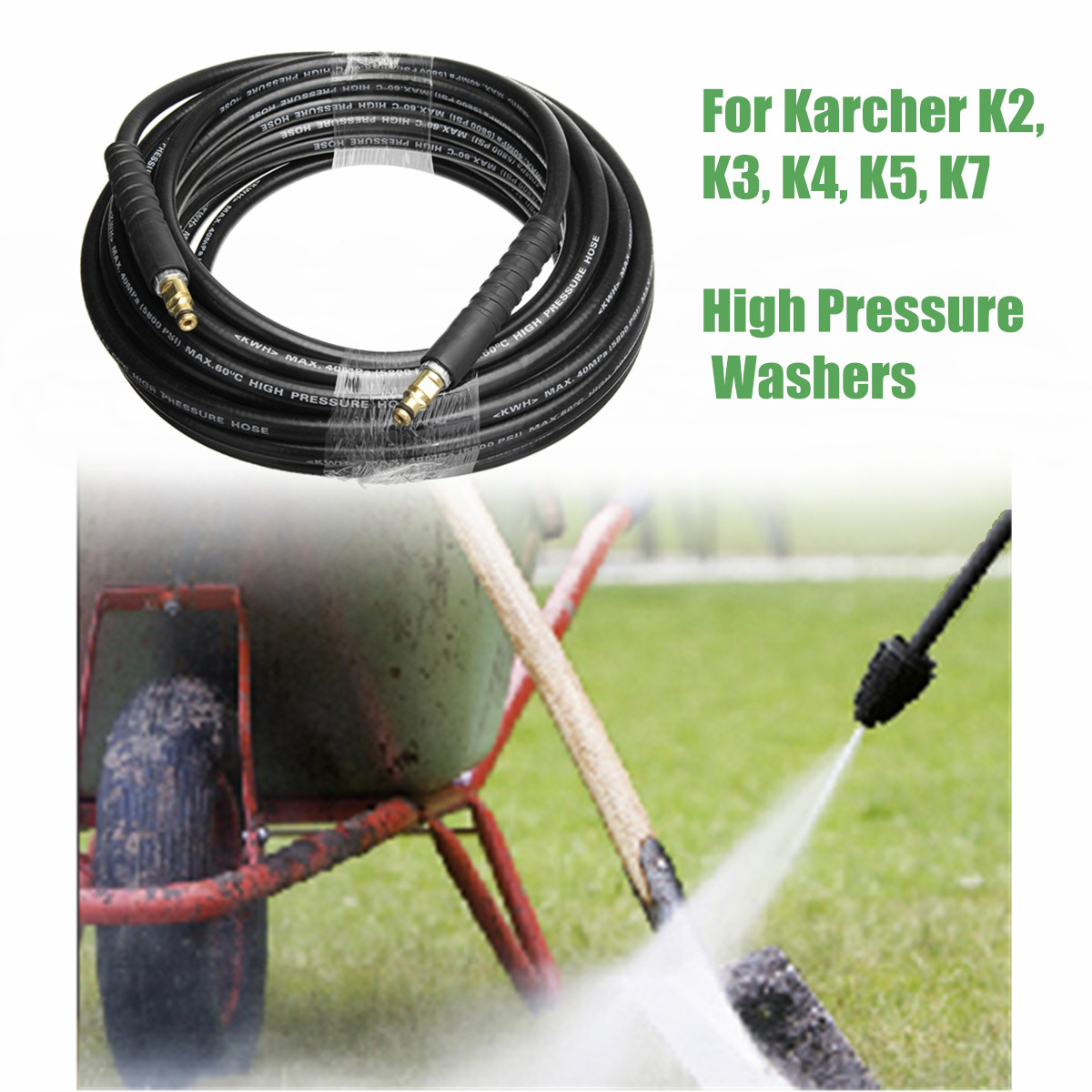 15m High Pressure Washer Water Cleaning Hose Pure Copper for K K Series K2 K3 K4 K5 Car Wash Type A
