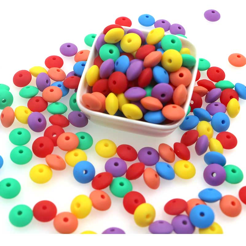Kovict 100/500/1000/2000Pcs Baby Lentils Beads Silicone Beads 12mm Baby Teething beads DIY Pacifier Chain Clip Nurse Gift