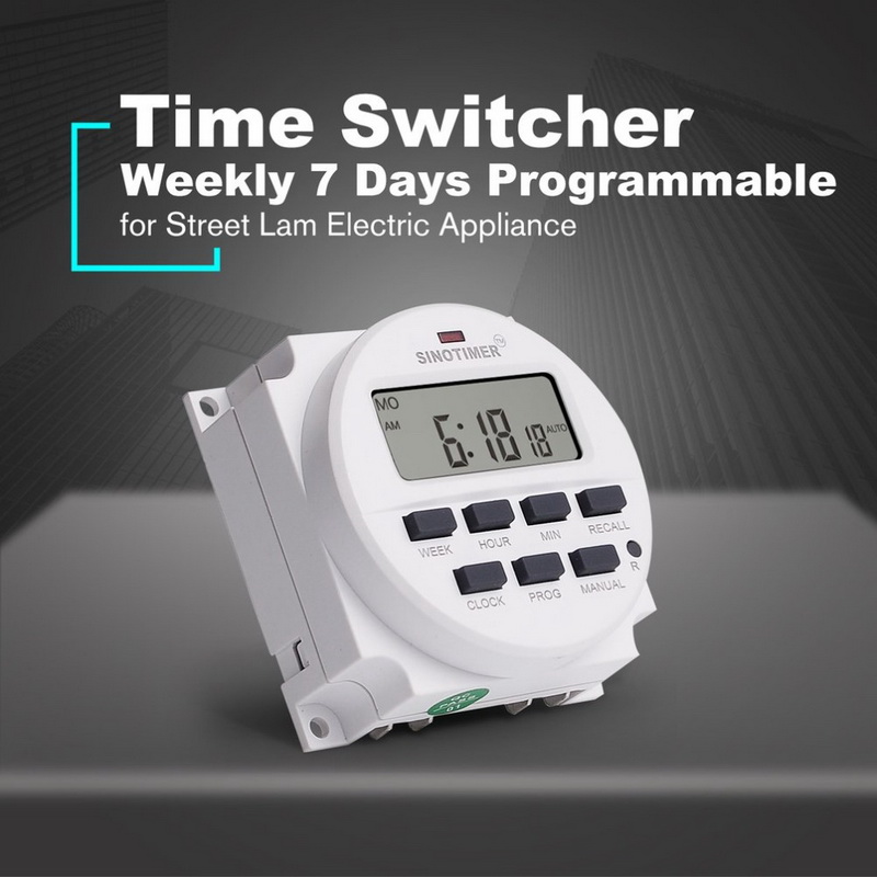 CN101A 12V 24V 110V 240V Digital LCD Power Timer Programmable Time Switch Alarm Clock Light Timer Switch