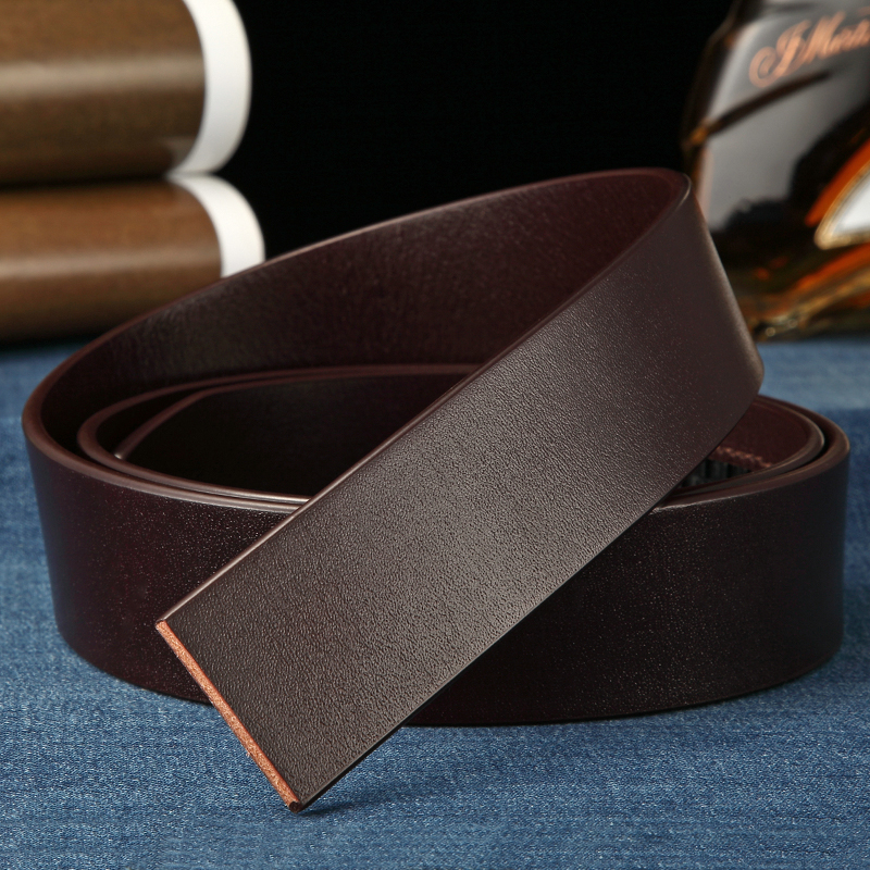 BIGDEAL No Buckle 3.5cm Wide Real male Genuine Leather Belt Without Automatic Buckle Strap Designer Belts leather belt men